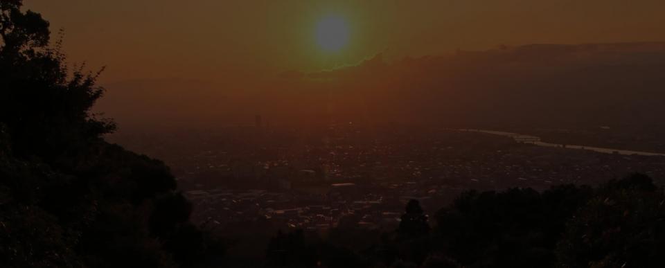 写真：高良大社から見下ろした夕焼け